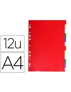 INTERCALAIRE EXACOMPTA POLYPROPYLÈNE 12/100E SOUPLE INDÉCHIRABLE 12 TOUCHES A4 COLORIS ASSORTIS