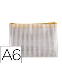 POCHETTE Q-CONNECT PORTE-DOCUMENTS PVC A6 OUVERTURE SUPÉRIEURE AVEC FERMETURE ÉCLAIR COLORIS JAUNE