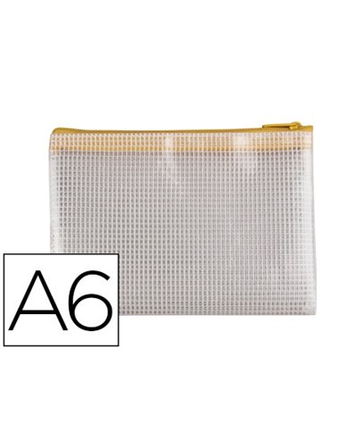 POCHETTE Q-CONNECT PORTE-DOCUMENTS PVC A6 OUVERTURE SUPÉRIEURE AVEC FERMETURE ÉCLAIR COLORIS JAUNE