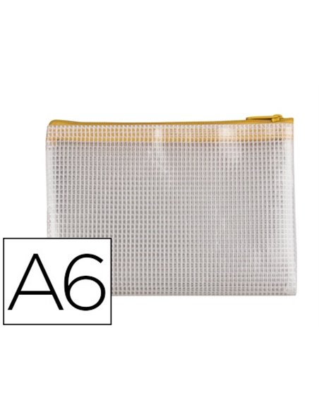 POCHETTE Q-CONNECT PORTE-DOCUMENTS PVC A6 OUVERTURE SUPÉRIEURE AVEC FERMETURE ÉCLAIR COLORIS JAUNE