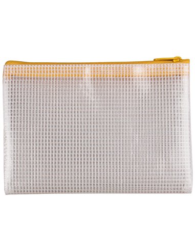 POCHETTE Q-CONNECT PORTE-DOCUMENTS PVC A6 OUVERTURE SUPÉRIEURE AVEC FERMETURE ÉCLAIR COLORIS JAUNE