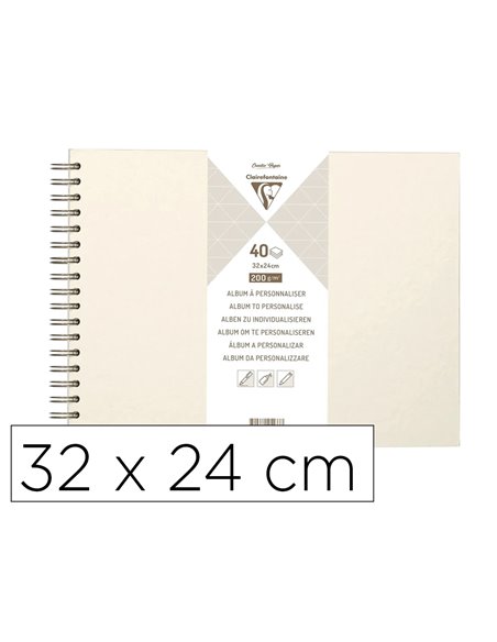 ALBUM A PERSONNALISER CLAIREFONTAINE COUVERTURE RIGIDE RELIURE INTEGRALE BRONZE 32X24CM 40 FEUILLES 200G IVOIRE IRISEE