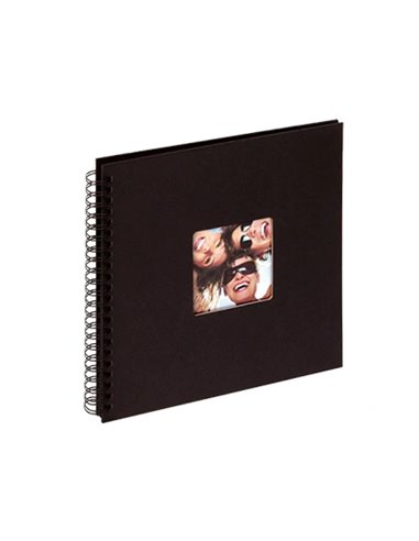 ALBUM PHOTOS WALTHER SPIRALE FUN VINYLE 300X300MM 50F 200 PHOTOS 10X15CM SPIRALE MÉTAL NOIR FEUILLETS NOIRS COLORIS NOIR