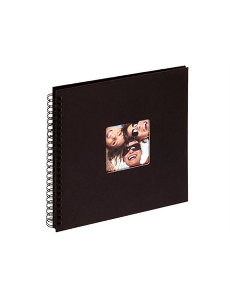 ALBUM PHOTOS WALTHER SPIRALE FUN VINYLE 300X300MM 50F 200 PHOTOS 10X15CM SPIRALE MÉTAL NOIR FEUILLETS NOIRS COLORIS NOIR