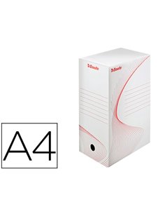 BOÎTE ARCHIVES ESSELTE STANDARD CARTON ONDULÉ RECYCLABLE A4 245X345MM DOS 100MM ASSEMBLAGE MANUEL FACIL COLORIS BLANC
