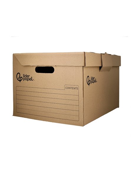 CONTAINER A ARCHIVES LIDERPAPEL CARTON MONTAGE AUTOMATIQUE POUR 3 BOITES FORMAT FOLIO / 3 CLASSEURS A-Z 387X333X260MM