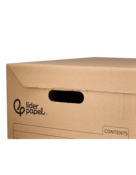 CONTAINER A ARCHIVES LIDERPAPEL CARTON MONTAGE AUTOMATIQUE POUR 3 BOITES FORMAT FOLIO / 3 CLASSEURS A-Z 387X333X260MM