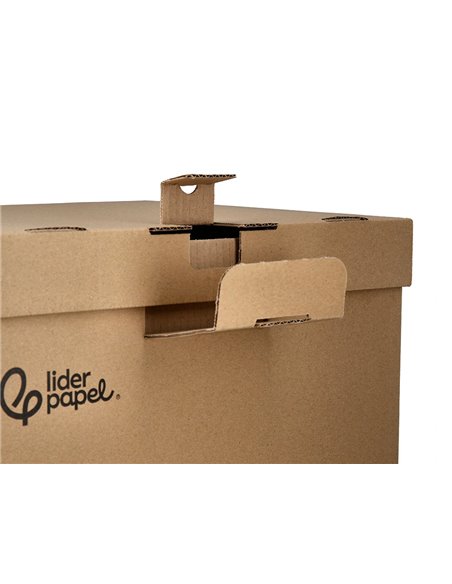 CONTAINER A ARCHIVES LIDERPAPEL CARTON MONTAGE AUTOMATIQUE POUR 3 BOITES FORMAT FOLIO / 3 CLASSEURS A-Z 387X333X260MM