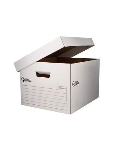 CONTAINER A ARCHIVES LIDERPAPEL CARTON MONTAGE AUTOMATIQUE POUR 4 BOITES FORMAT FOLIO / 5 CLASSEURS A-Z 430X383X265MM