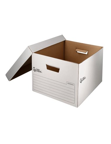CONTAINER A ARCHIVES LIDERPAPEL CARTON MONTAGE AUTOMATIQUE POUR 4 BOITES FORMAT FOLIO / 5 CLASSEURS A-Z 430X383X265MM