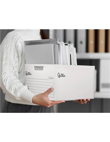 CONTAINER A ARCHIVES LIDERPAPEL CARTON MONTAGE AUTOMATIQUE POUR 4 BOITES FORMAT FOLIO / 5 CLASSEURS A-Z 430X383X265MM