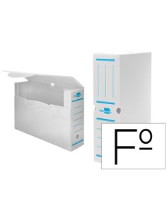 BOITE A ARCHIVES LIDERPAPEL POLYPROPYLENE ONDULE DOS  100MM 360X100X260MM COLORIS BLANC