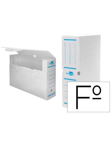 BOITE A ARCHIVES LIDERPAPEL POLYPROPYLENE ONDULE DOS  100MM 360X100X260MM COLORIS BLANC