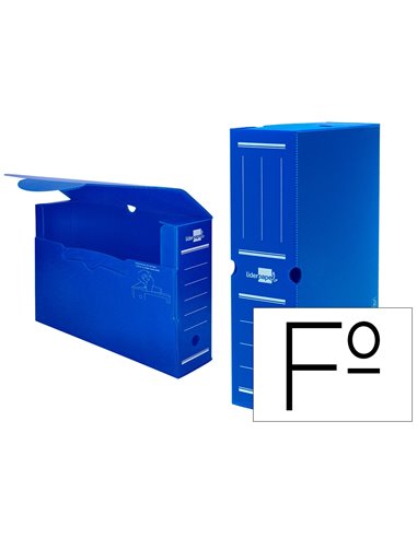 BOITE A ARCHIVES LIDERPAPEL POLYPROPYLENE ONDULE DOS  100MM 360X100X260MM COLORIS BLEU