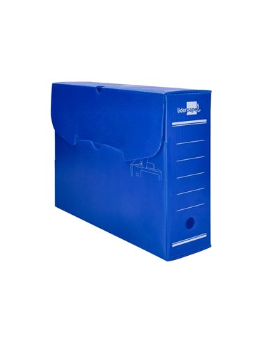 BOITE A ARCHIVES LIDERPAPEL POLYPROPYLENE ONDULE DOS  100MM 360X100X260MM COLORIS BLEU