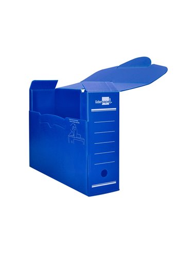 BOITE A ARCHIVES LIDERPAPEL POLYPROPYLENE ONDULE DOS  100MM 360X100X260MM COLORIS BLEU