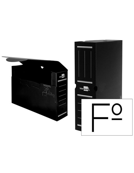 BOITE A ARCHIVES LIDERPAPEL POLYPROPYLENE ONDULE DOS  100MM 360X100X260MM COLORIS NOIR