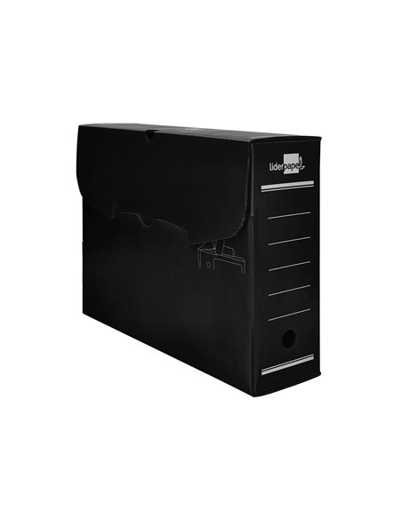 BOITE A ARCHIVES LIDERPAPEL POLYPROPYLENE ONDULE DOS  100MM 360X100X260MM COLORIS NOIR