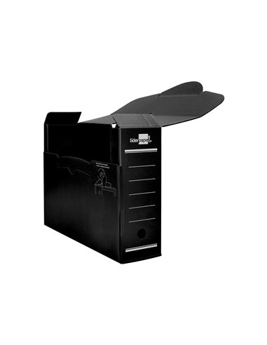 BOITE A ARCHIVES LIDERPAPEL POLYPROPYLENE ONDULE DOS  100MM 360X100X260MM COLORIS NOIR