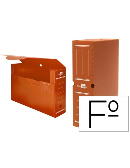 BOITE A ARCHIVES LIDERPAPEL POLYPROPYLENE ONDULE DOS  100MM 360X100X260MM COLORIS MARRON