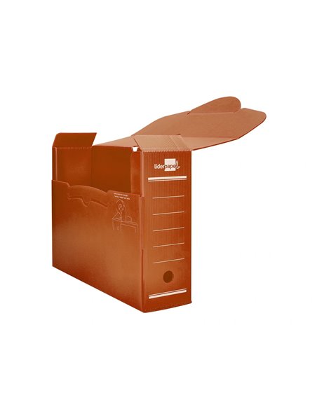 BOITE A ARCHIVES LIDERPAPEL POLYPROPYLENE ONDULE DOS  100MM 360X100X260MM COLORIS MARRON