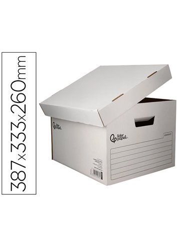 CONTAINER A ARCHIVES LIDERPAPEL CARTON MONTAGE AUTOMATIQUE POUR 3 BOITES FORMAT FOLIO / 4 CLASSEURS A-Z 387X333X260MM