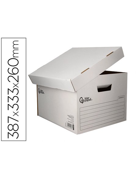 CONTAINER A ARCHIVES LIDERPAPEL CARTON MONTAGE AUTOMATIQUE POUR 3 BOITES FORMAT FOLIO / 4 CLASSEURS A-Z 387X333X260MM