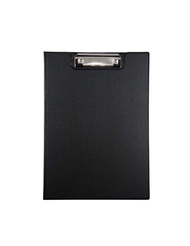 Chemise Dohe A4 avec clip pression - Couverture cartonnée doublée PVC opaque - Pochette intérieure - Noir