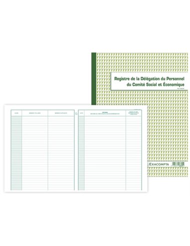 REGISTRE PIQUÉ EXACOMPTA DÉLÉGATION DU PERSONNEL DU CSE 320X240MM 30 PAGES 100G/M2