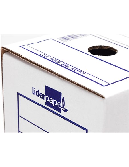 BOITE A ARCHIVES LIDERPAPEL CARTON RECYCLE 340G/M2 DOS  100MM 365X100X251MM COLORIS BLANC