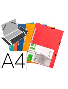 CHEMISE Q-CONNECT CARTE LUSTRÉE 375G POUR DOCUMENTS A4 320X243MM 3 RABATS COLORIS ASSORTIS