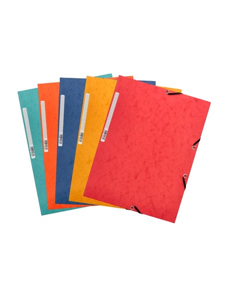 CHEMISE Q-CONNECT CARTE LUSTRÉE 375G POUR DOCUMENTS A4 320X243MM 3 RABATS COLORIS ASSORTIS