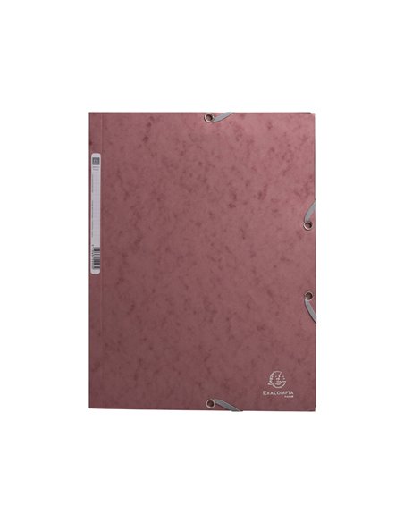 CHEMISE 3 RABATS EXACOMPTA SKANDI A4 CARTE LUSTREE 400GR FERMETURE ELASTIQUE COLORIS VIEUX ROSE