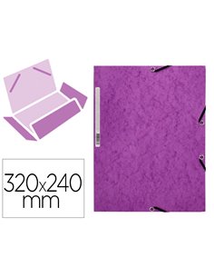 CHEMISE Q-CONNECT CARTE LUSTRÉE 375G POUR DOCUMENTS A4 320X243MM 3 RABATS COLORIS VIOLET