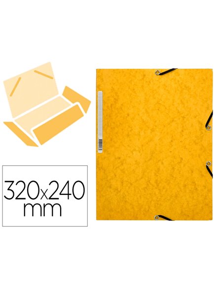 CHEMISE Q-CONNECT CARTE LUSTRÉE 375G POUR DOCUMENTS A4 320X243MM 3 RABATS COLORIS JAUNE