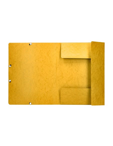 CHEMISE Q-CONNECT CARTE LUSTRÉE 375G POUR DOCUMENTS A4 320X243MM 3 RABATS COLORIS JAUNE