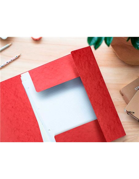CHEMISE Q-CONNECT CARTE LUSTRÉE 375G POUR DOCUMENTS A4 320X243MM 3 RABATS COLORIS ROUGE