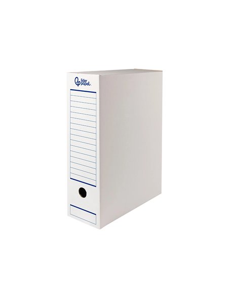 BOITE A ARCHIVES LIDERPAPEL CARTON RECYCLE DIN A4 325G/M2 DOS 100MM 360X100X255MM COLORIS BLANC