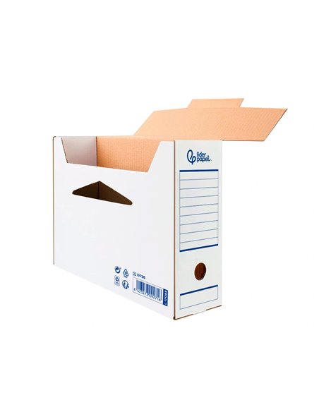 BOITE A ARCHIVES LIDERPAPEL CARTON RECYCLE DIN A4 325G/M2 DOS 100MM 360X100X255MM COLORIS BLANC