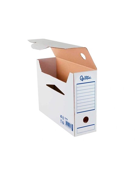 BOITE A ARCHIVES LIDERPAPEL CARTON RECYCLE DIN A4 325G/M2 DOS 100MM 360X100X255MM COLORIS BLANC