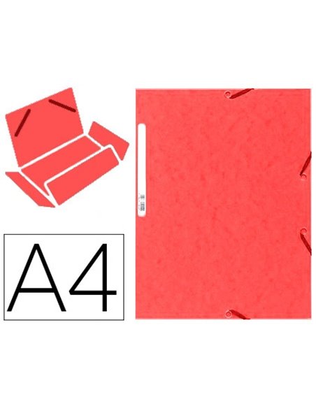 CHEMISE EXACOMPTA CARTE LUSTRÉE 5/10E 400G 3 RABATS ET ÉLASTIQUE A4 FORMAT 240X320MM COLORIS ROUGE