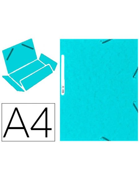 CHEMISE EXACOMPTA CARTE LUSTRÉE 5/10E 400G 3 RABATS ET ÉLASTIQUE A4 FORMAT 240X320MM COLORIS TURQUOISE