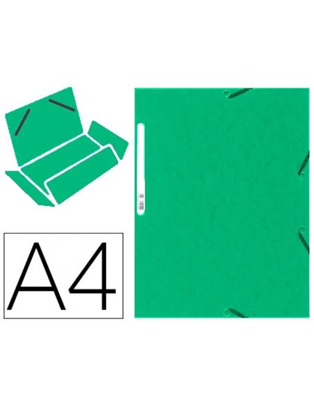 CHEMISE EXACOMPTA CARTE LUSTRÉE 5/10E 400G 3 RABATS ET ÉLASTIQUE A4 FORMAT 240X320MM COLORIS VERT
