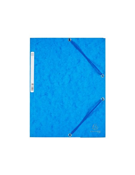 CHEMISE EXACOMPTA CARTE LUSTRÉE 5/10E 400G 3 RABATS ET ÉLASTIQUE A4 FORMAT 240X320MM COLORIS BLEU