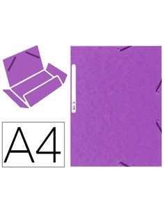 CHEMISE EXACOMPTA CARTE LUSTRÉE 5/10E 400G 3 RABATS ET ÉLASTIQUE A4 FORMAT 240X320MM COLORIS VIOLET