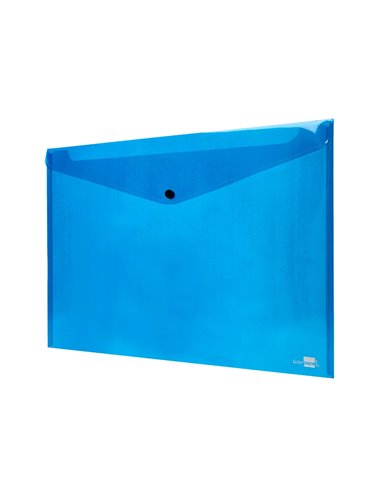 POCHETTE ENVELOPPE LIDERPAPEL POLYPROPYLÈNE 180 MICRONS A3 420X297MM 50F FERMETURE BOUTON RÉSISTANT TRANSPARENT BLEU