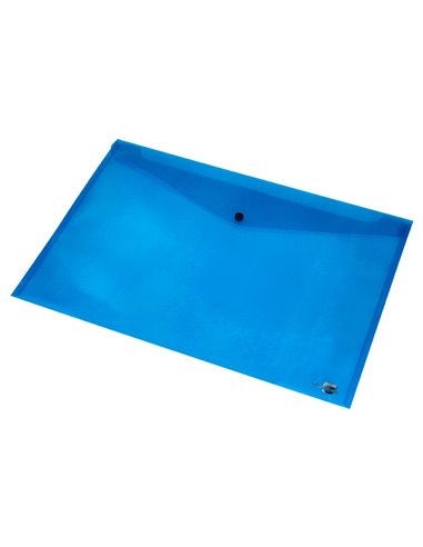 POCHETTE ENVELOPPE LIDERPAPEL POLYPROPYLÈNE 180 MICRONS A3 420X297MM 50F FERMETURE BOUTON RÉSISTANT TRANSPARENT BLEU