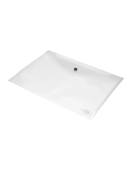 POCHETTE ENVELOPPE LIDERPAPEL POLYPROPYLÈNE 180 MICRONS A3 420X297MM 50F FERMETURE BOUTON RÉSISTANT TRANSPARENT