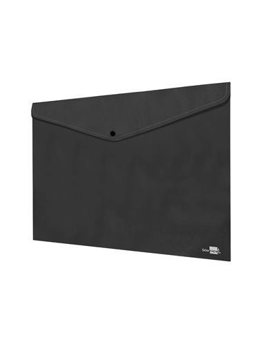 POCHETTE ENVELOPPE LIDERPAPEL POLYPROPYLENE 180 MICRONS A3  420X297MM 50F FERMETURE BOUTON RESISTANT NOIR OPAQUE