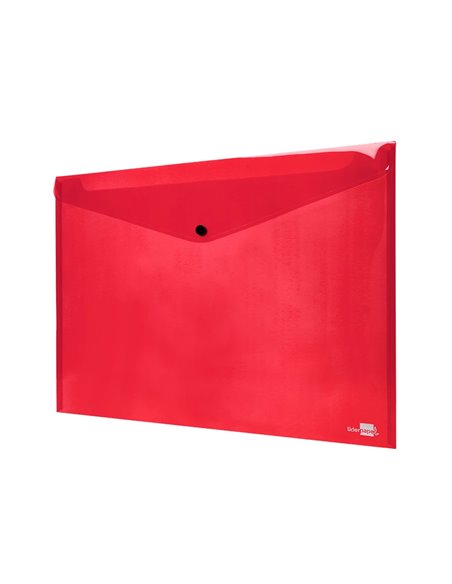 POCHETTE ENVELOPPE LIDERPAPEL POLYPROPYLENE 180 MICRONS A3  420X297MM 50F FERMETURE BOUTON RESISTANT ROUGE
